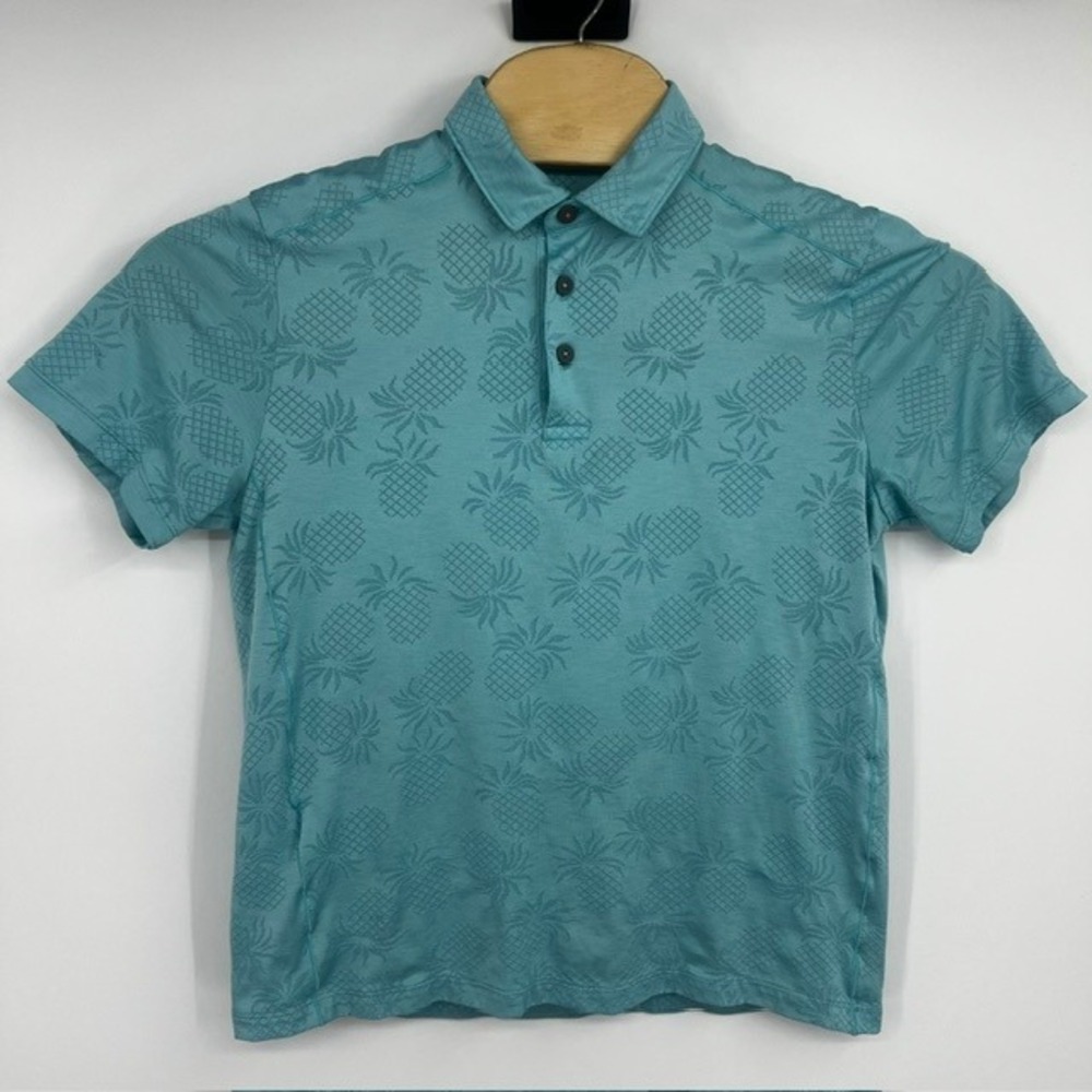 Tommy Bahama IslandZone Men's Small Teal Pineapple Jacquard Polo Shirt
